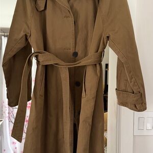 ZARA SPECIAL EDITION Trench Coat Faux Fur Removable Collar Khaki Brown XS-S